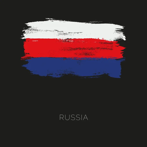 Russia colorful brush strokes painted national country flag icon — Stock Vector