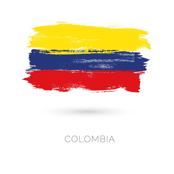 Colombia pennellate colorate dipinte bandiera nazionale ic — Vettoriale Stock