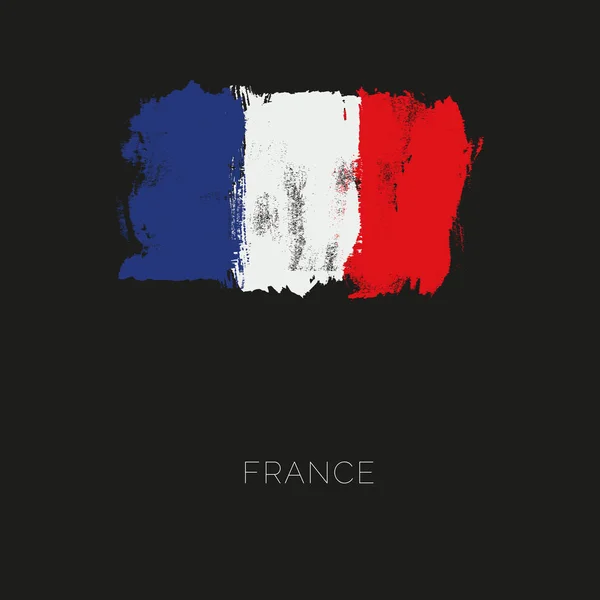 Frankrike färgglada penseldrag målade nationella land flagga — Stock vektor