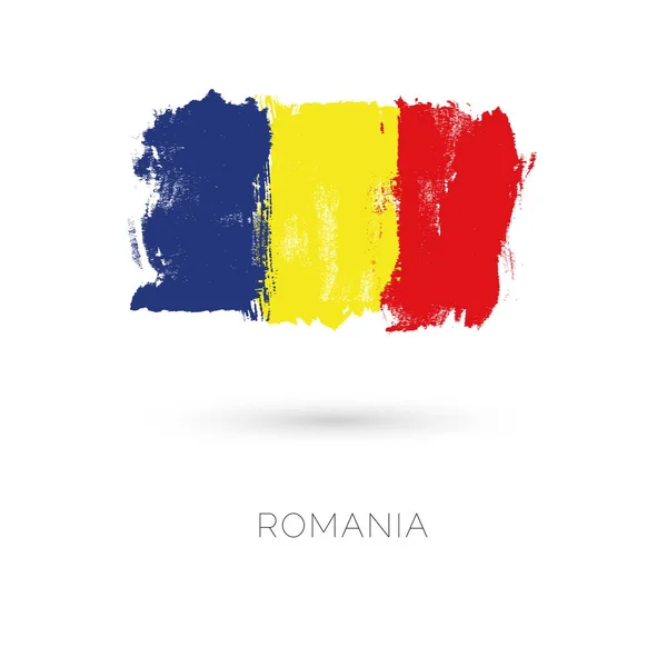 罗马尼亚多彩的画笔描边画民族国家国旗 — 图库矢量图片