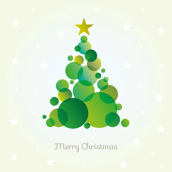 Vector abstract christmas tree card made from green circles. — Stock Vector