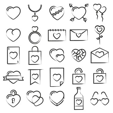 Kalpler simgeleri çizilmiş stil vektör çizim el. 