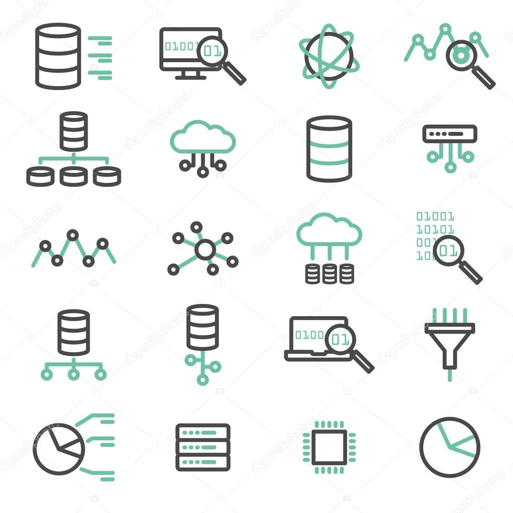 Simple set of big data, database, cloud computing, server, netwo