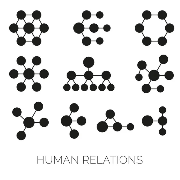 Menselijke relaties eenvoudige grafieken. Hiërarchie, verbindingen, organisaties diagrammen vectorillustraties — Stockvector