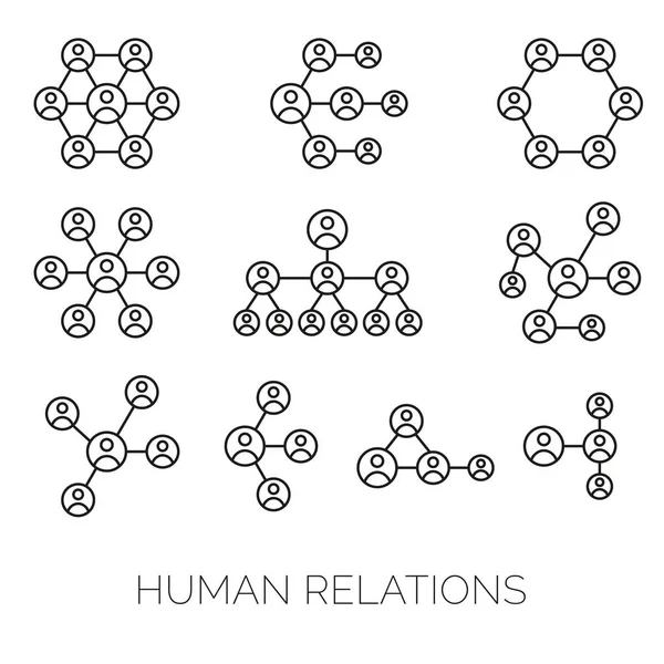 Rapporti umani grafici semplici. Gerarchia, connessioni, diagrammi delle organizzazioni illustrazioni vettoriali Vettoriale Stock