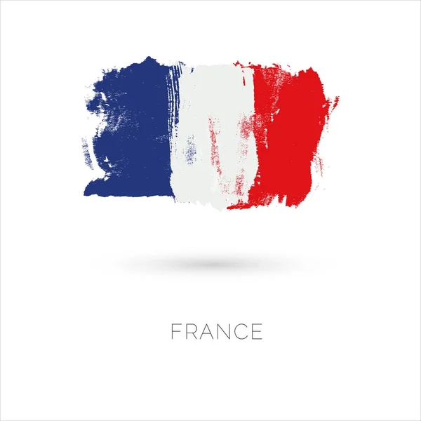 Franciaország színes ecsetvonásokkal festett ország nemzeti zászló ikonra — Stock Vector