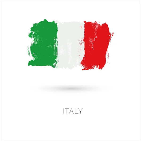 Italy colorful brush strokes painted national country flag icon. — Stock Vector