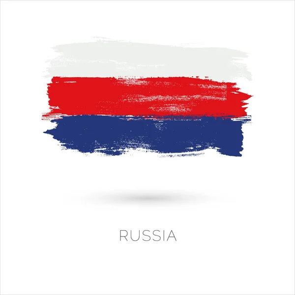 Russia pennellate colorate dipinte bandiera nazionale icona — Vettoriale Stock