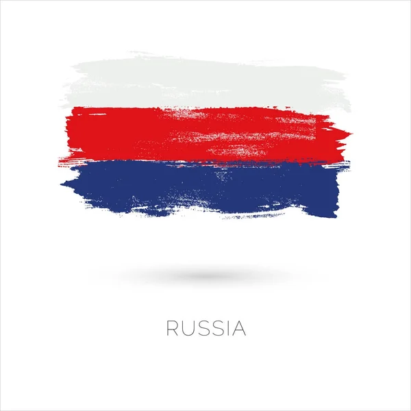 Russia colorful brush strokes painted national country flag icon — Stock Vector