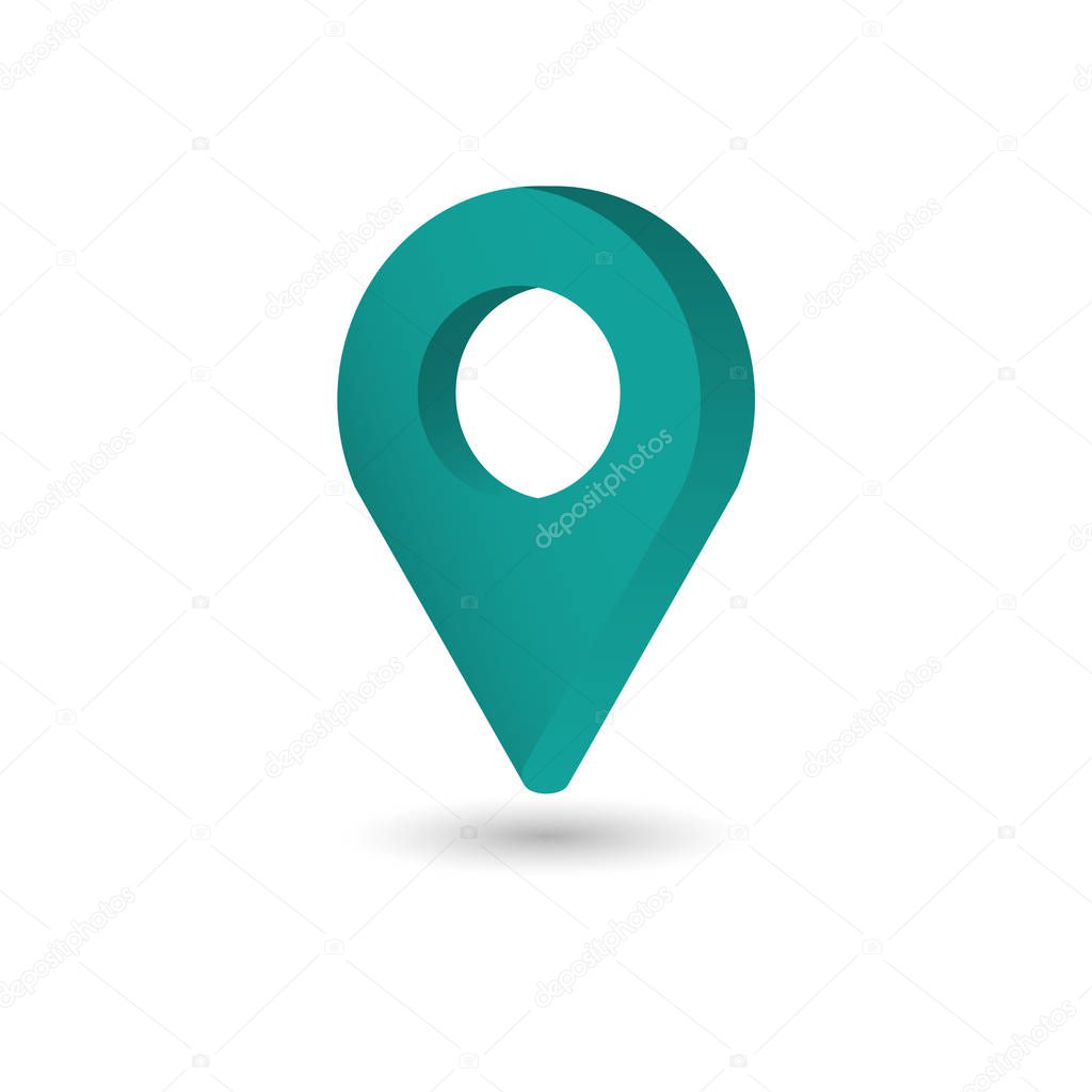 Map Pointer symbol. Flat Isometric Icon or Logo. 3D Style
