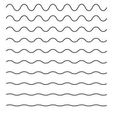 Dalgalı yatay çizgiler kümesi. Vektör tasarım öğesi