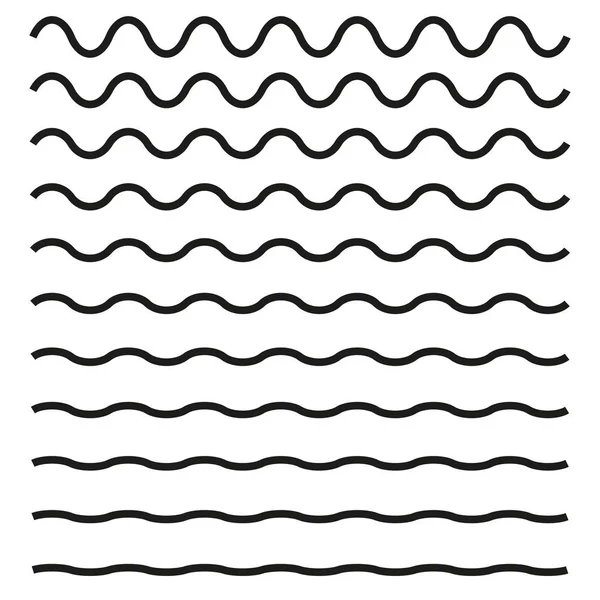 Set of wavy horizontal lines. Vector design element — Stock Vector