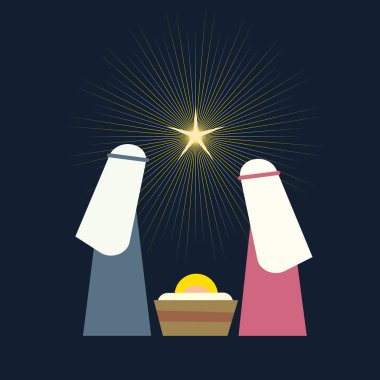 Nativity scene with Holy Family vector illustration clipart