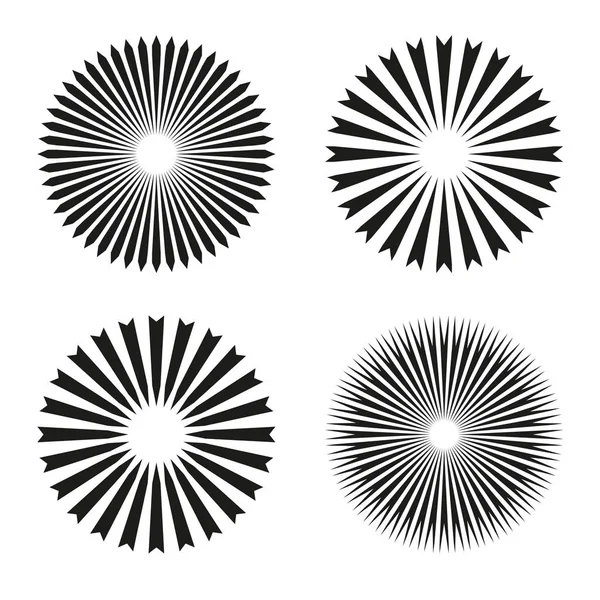 Rays, beams element. Sunburst, starburst shape on white. — Stock Vector