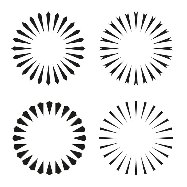 Rays, beams element. Sunburst, starburst shape on white. Radiati Royalty Free Stock Vectors