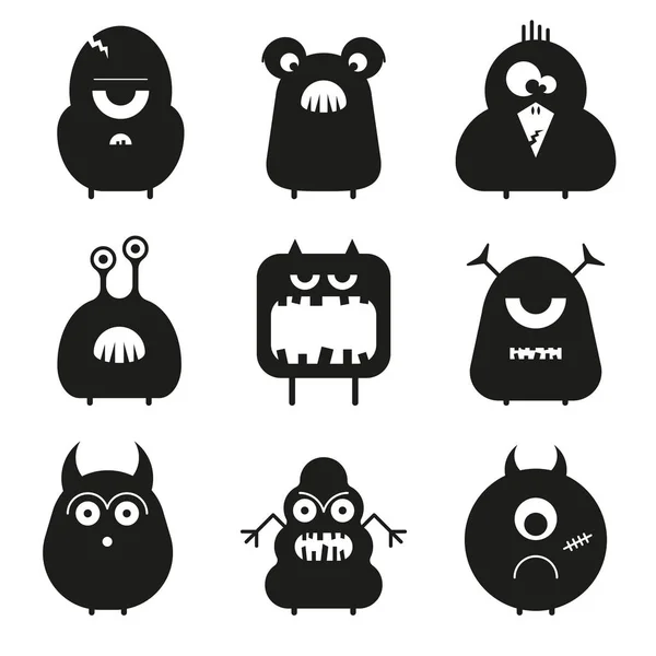 Vector set cartoon leuk grappig monsters geïsoleerd op wit. SIL Rechtenvrije Stockillustraties