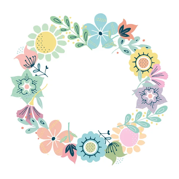 花の花輪を持つ美しいグリーティング カード. — ストックベクタ