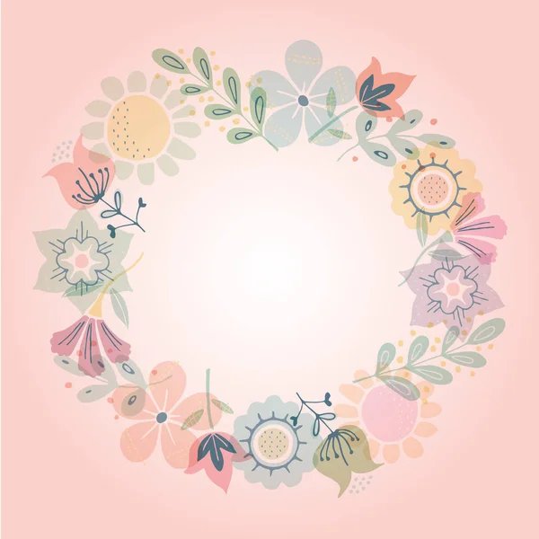 Beautiful greeting card with floral wreath Stock Vector