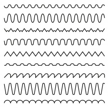 Satır, dalgalı, zikzak - düzenlenebilir Satır Konturları ve kalınlık-grafik tasarım öğeleri ayarla.