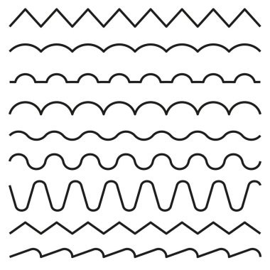 Satır, dalgalı, zikzak - düzenlenebilir Satır Konturları ve kalınlık-grafik tasarım öğeleri ayarla.