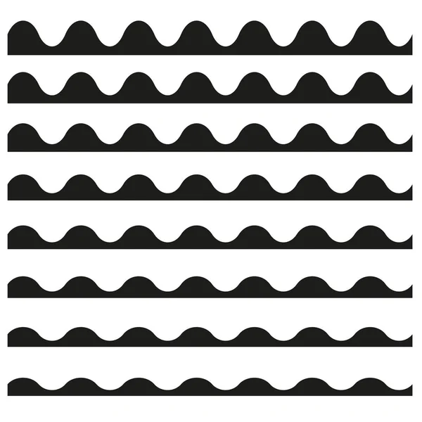 Ensemble de lignes horizontales ondulées — Image vectorielle