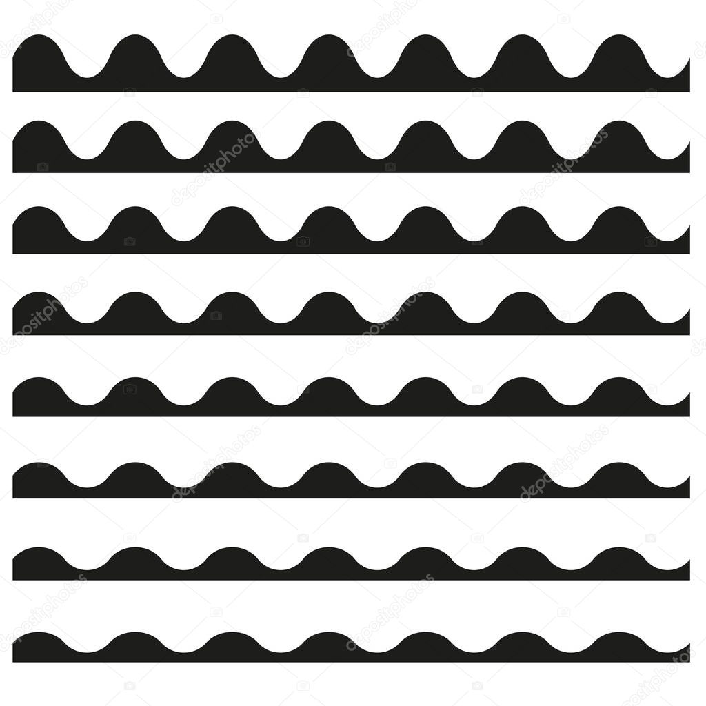 Set of wavy horizontal lines