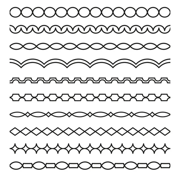 Conjunto de bordes vectoriales divisores de arte en estilo geométrico — Archivo Imágenes Vectoriales