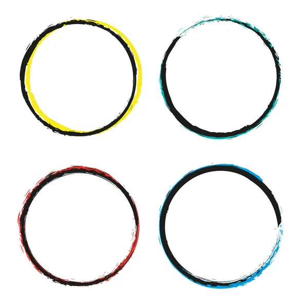 Set of grunge circles.Vector grunge round shapes. Bicolor style. — Stock Vector