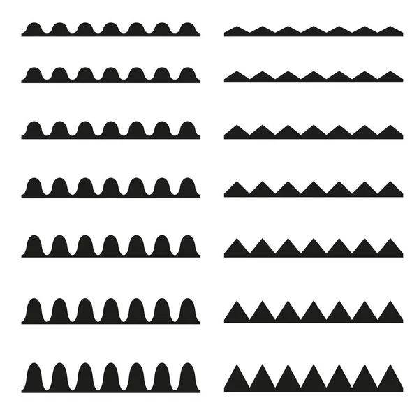 Ensemble de ondulé sans couture, zigzag. Eléments de design graphique . — Image vectorielle