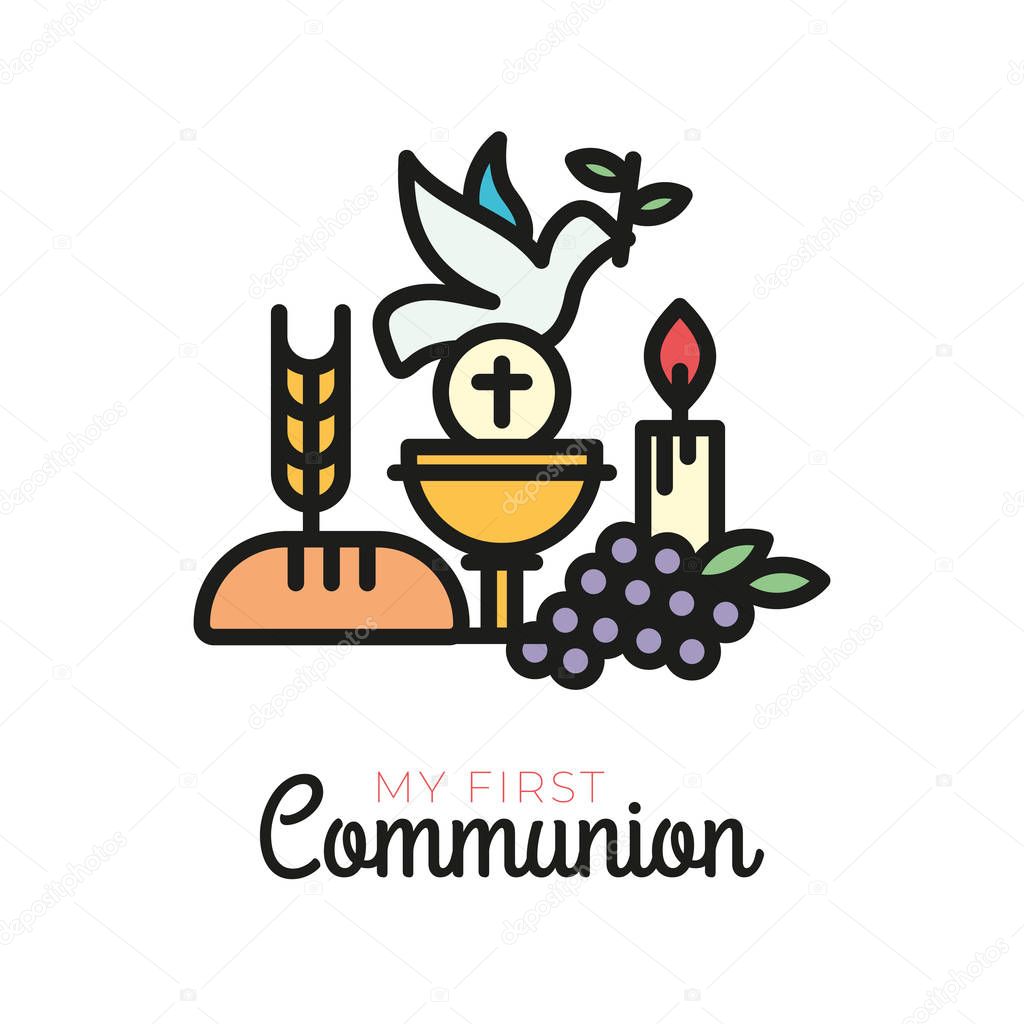 First communion symbols for a nice invitation design. 