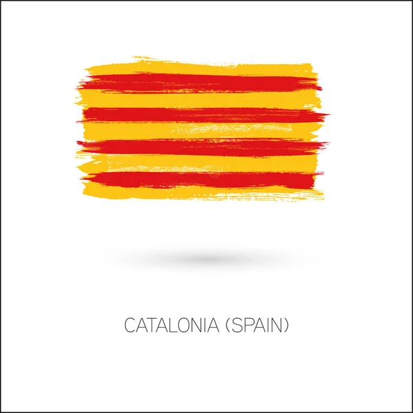 Catalonia kolorowe pociągnięcia pędzlem malowane ikony flagi kraju. — Wektor stockowy