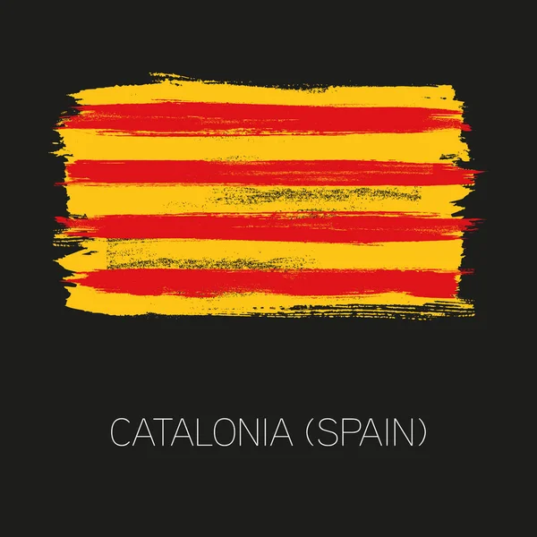 Catalogne coups de pinceau coloré peint icône du drapeau du pays . — Image vectorielle