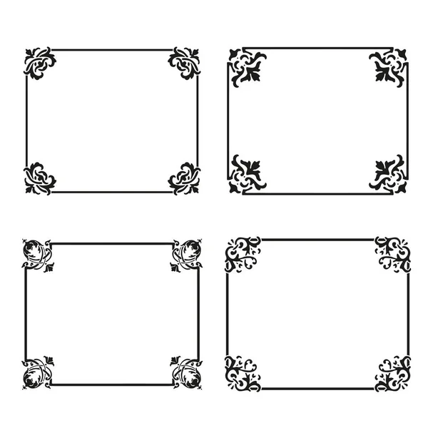 装饰框架和边框背景复古设计元素集 — 图库矢量图片