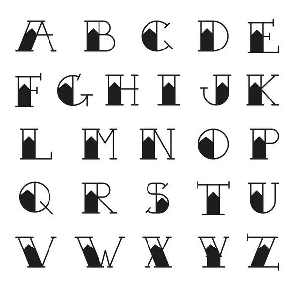 古い学校の入れ墨のアルファベット。ベクトル。文字タトゥー伝統的な Callygraphy フォント — ストックベクタ