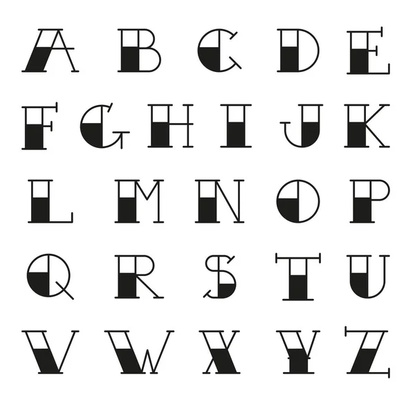 Tatouage ancienne école alphabet bicolore. Vecteur. Lettres Tattoo Traditional Callygraphy Polices — Image vectorielle