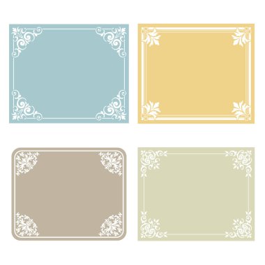 Klasik çerçeve ile Arabesk ayarla, klasik ve çiçek öğeleri. 