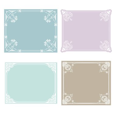 Klasik çerçeve ile Arabesk ayarla, klasik ve çiçek öğeleri. 