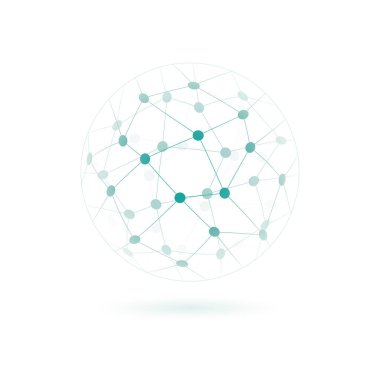 Küresel teknoloji veya sosyal ağ kutsal kişilerin resmi. Vektör çizim 