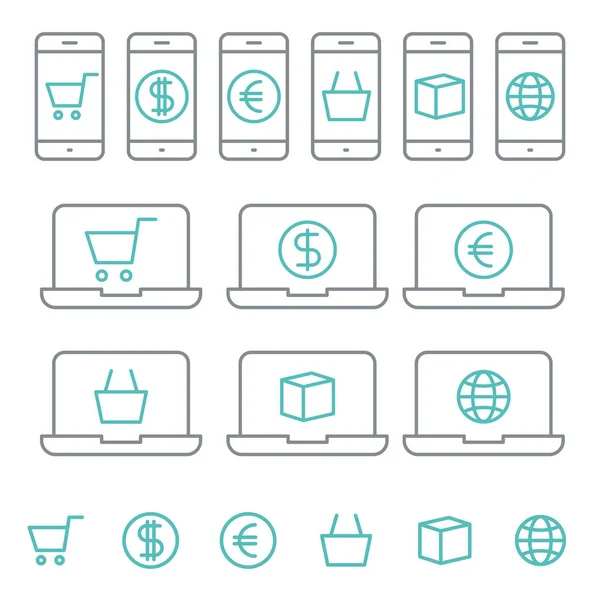 Shopping Online Icons with White Background. — Stock Vector