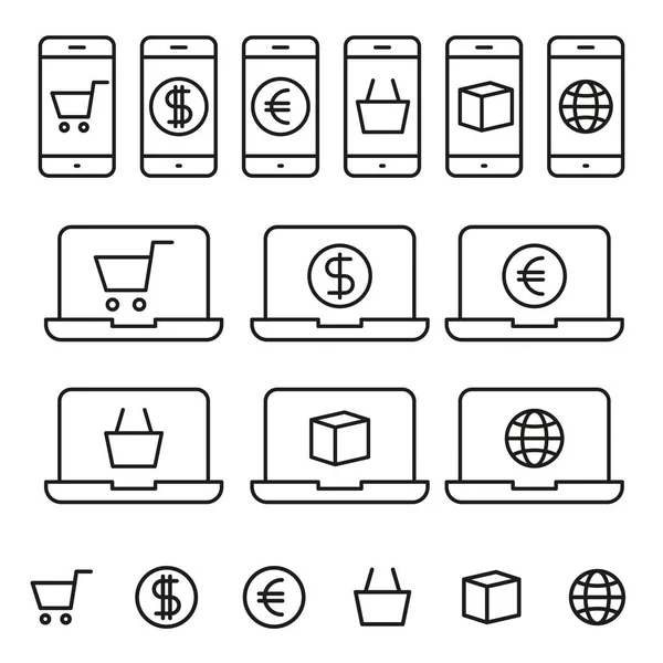 Shopping Online Icons with White Background. — Stock Vector