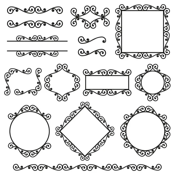 Ensemble de cadres, bordures, coins dans le même style — Image vectorielle