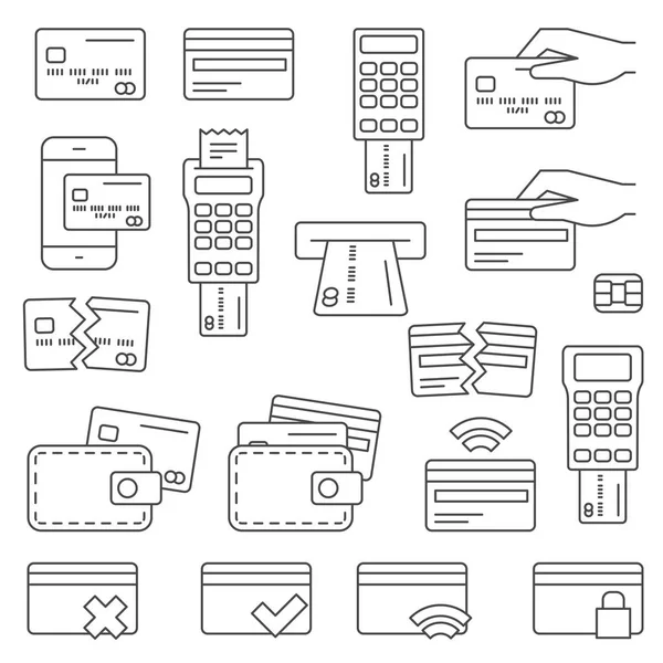 Simple Set of Credit Card Related Vector Line Icons — Stock Vector