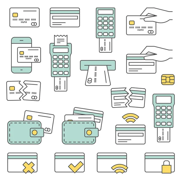 Simple Set of Credit Card Related Vector Line Icons — Stock Vector