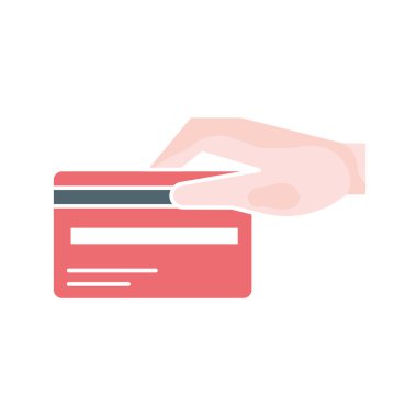 El ile kredi kartı. Beyaz arka plan üzerinde tek simge. 