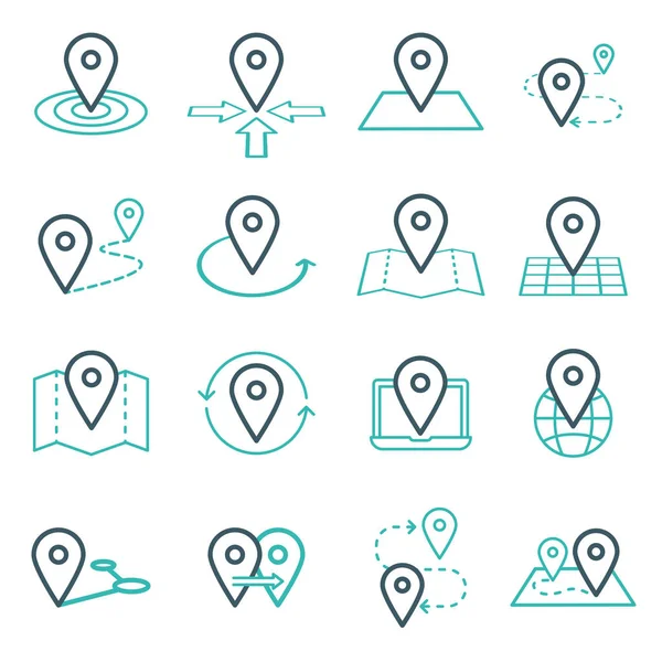 Set di icone relative ai pin della mappa. Simboli vettoriali su sfondo bianco . — Vettoriale Stock