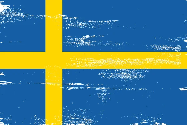 İsveç renkli fırça darbeleri ulusal ülke bayrağı simgesi boyalı — Stok Vektör