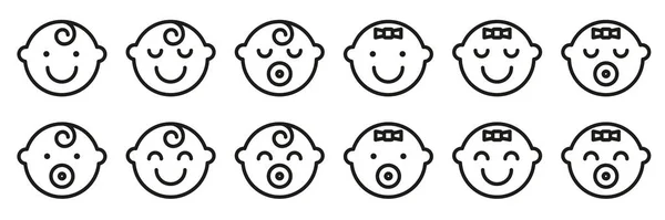 设置婴儿脸简单的图标。可变表达式符号. — 图库矢量图片