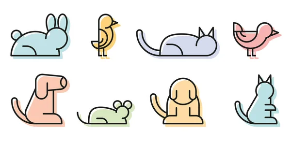 Conjunto Simple Iconos Línea Vectorial Relacionados Con Mascotas Contiene Iconos — Vector de stock