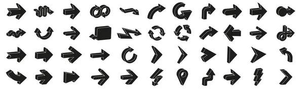 3D箭头象形文字矢量集 箭头符号集合 等距轮廓图标 — 图库矢量图片