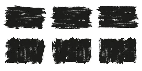 Painted Grunge Banner Set Black Labels Background Paint Texture Brush — Stock Vector